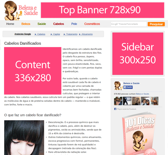 Áreas para colocação de publicidade Beleza e Saúde 1